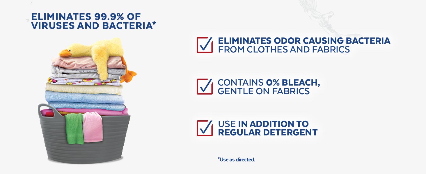 Eliminates 99.9% of viruses and bacteria when used as directed.