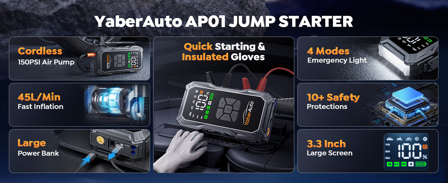 car battery jump starter car jumper starter portable jump box for car battery jumper cables pack