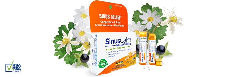 SinusCalm Pellets surrounded by plant-based ingredients