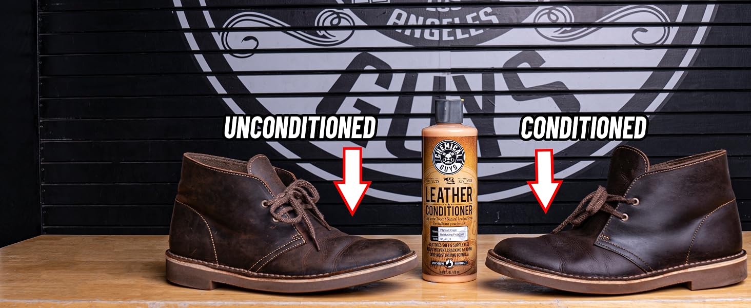 Gentle leather care set for auto interiors, clothing, shoes, couches, and faux leather pieces.