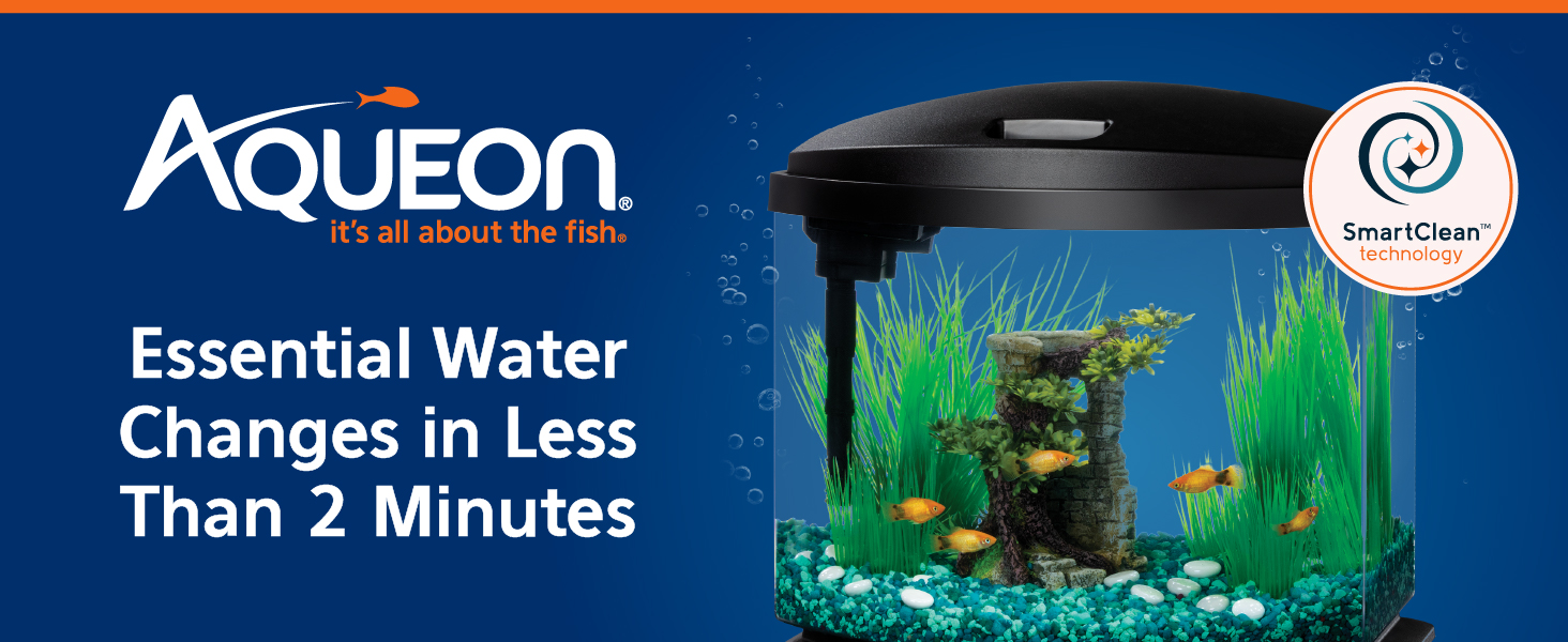 Aqueon LED MiniBow 5 gallon aquarium kit with SmartClean Technology power filter, black