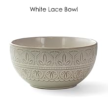 dinnerware soup cereal chili embossed white stoneware bowl microwave dishwasher safe setting for 4