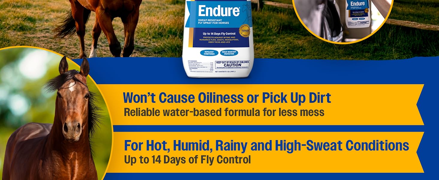 Endure Sweat-Resistant Fly Spray lasts for up to 2 weeks.