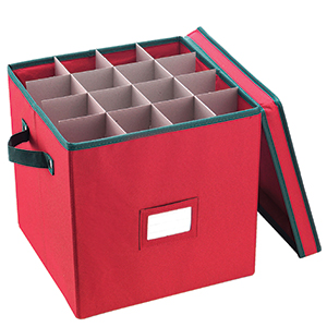 Elf Stor Ornament Storage Chest with Dividers, Red