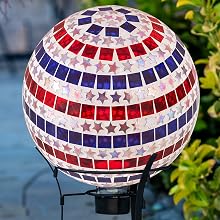 HGY434 - 10&amp;#34; Diameter Indoor/Outdoor Patriotic Glass Stars and Stripes Gazing Globe Yard Decoration