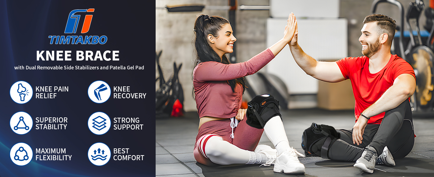 hinged knee brace with side stabilizers for men women