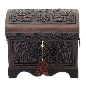 NOVICA Brown Bird Theme Wood Decorative Box Caja Almacenamiento Storage Decorativa Madera Jewelry