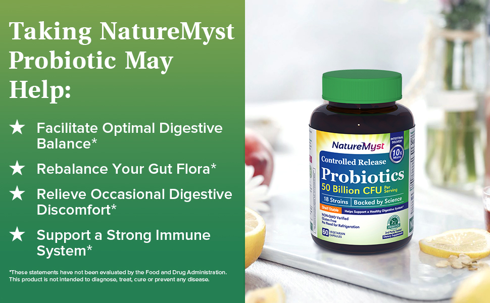 NatureMyst Probiotics Optimal Digestive Balance Rebalance Gut Flora Strong Immune System