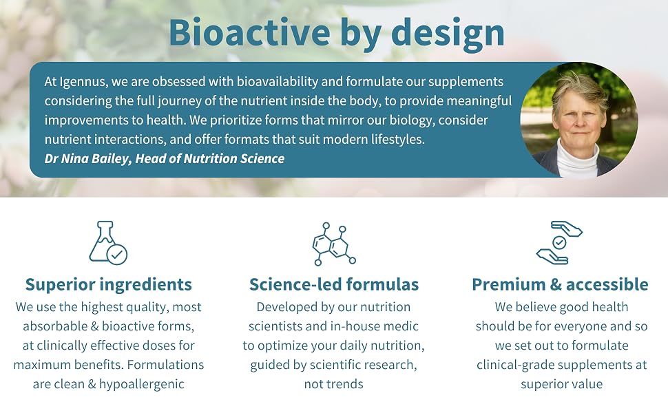 Bioactive by design, superior ingredients, science led formulas, premium