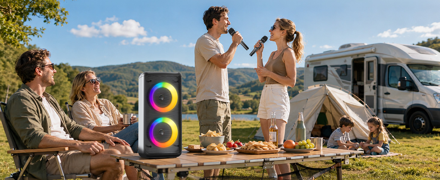 Bluetooth Speaker with 2 Wireless Microphones
