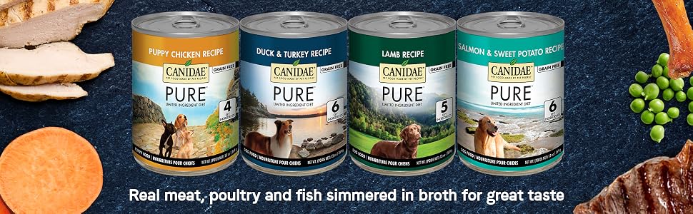 chicken canned dog food, lamb canned dog food, salmon wet dog food