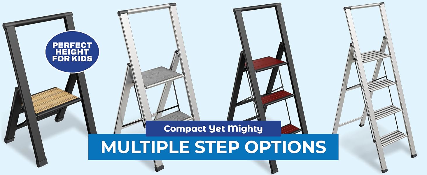 compact yet mighty perfect height for kids multiple step options step ladder