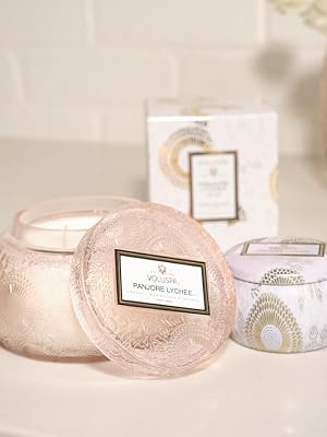 Panjore Lychee glass and tin candle