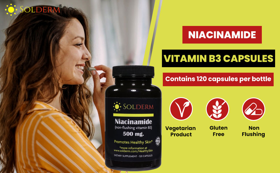 solderm properties niacinamide vitamin b3 500mg vegetarian gluten free non flushing