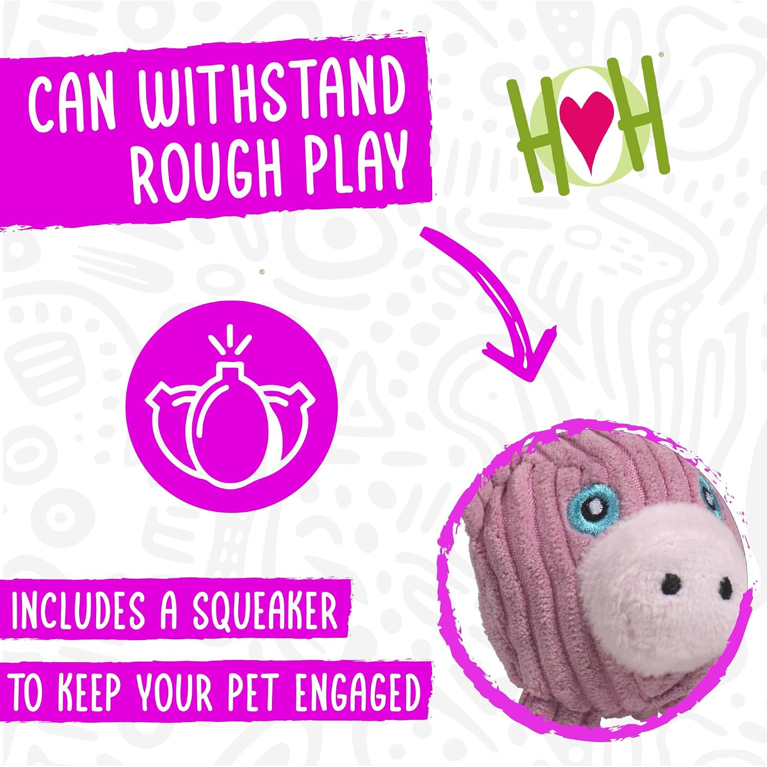HuggleHounds Knottie Plush Dog Toy - Dog Stuffed Animal Toy, Squeaky Puppy Toys, for Small, Medium & Large Dogs, Durable Plush to Keep Them Busy - Dottie Cow, Large