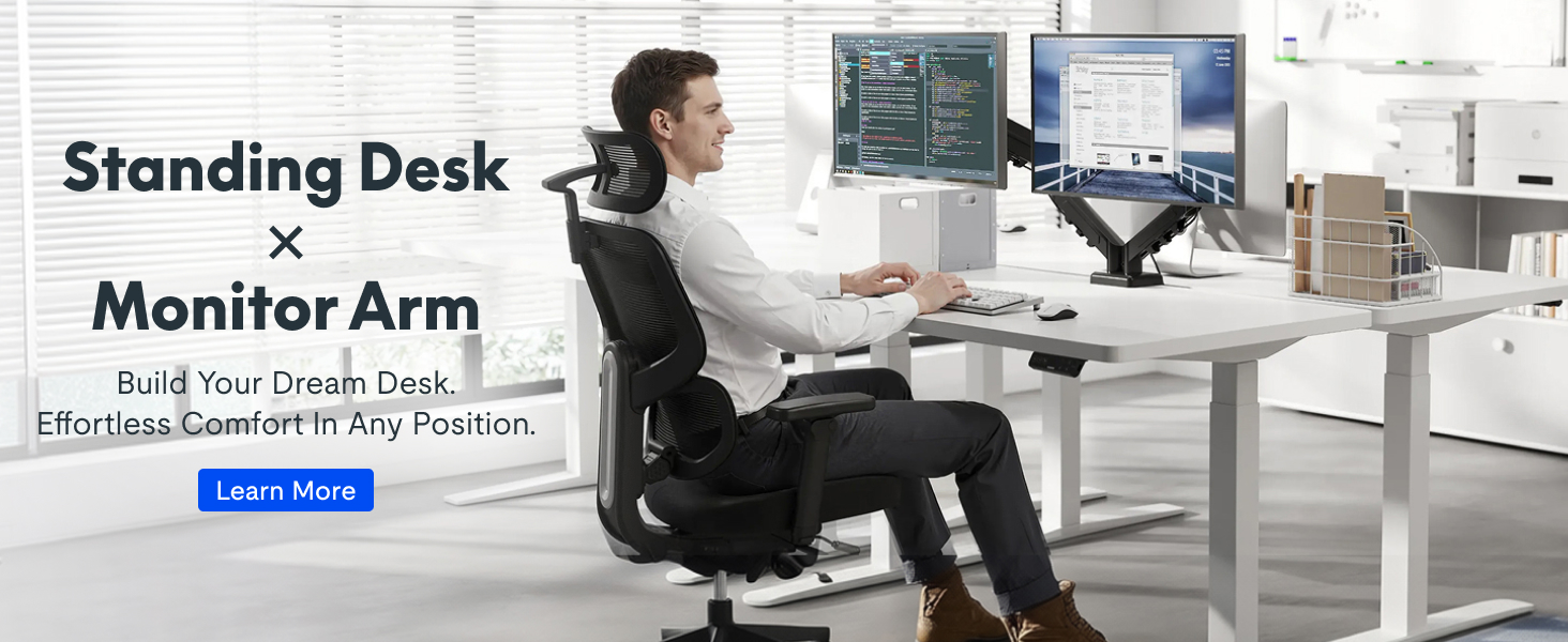 standing desk plus monitor arm to build your dream desk