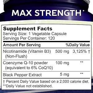Nicotinamide booster Vitamin B3 B12 antioxidant anti-aging energy levels tablets drops longevity