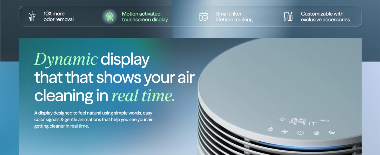 motion activated touch screen display, showing air quality in real time