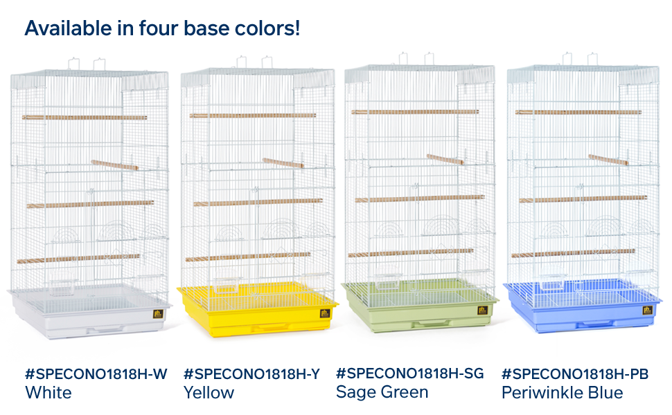 The Cockatiel Tall Cage is available in four base colors!