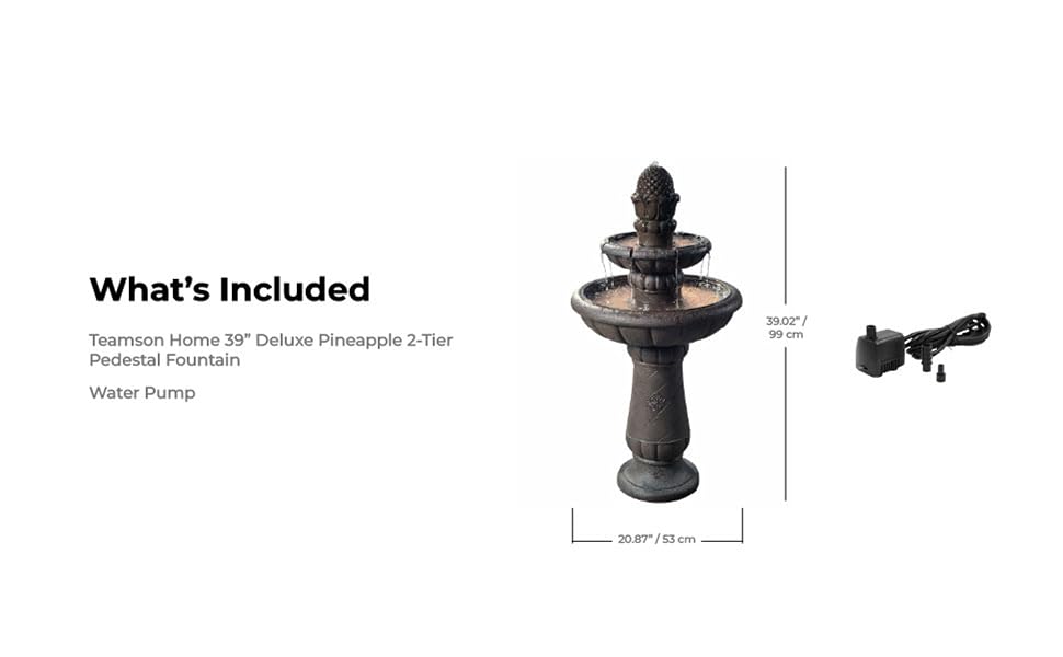 two pieces included in the box which are the fountain body and the water pump