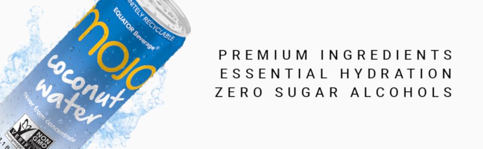 MOJO Zero Sugar Sports Drink, Coconut Water Electrolytes &amp; Vitamins, 12 Pack
