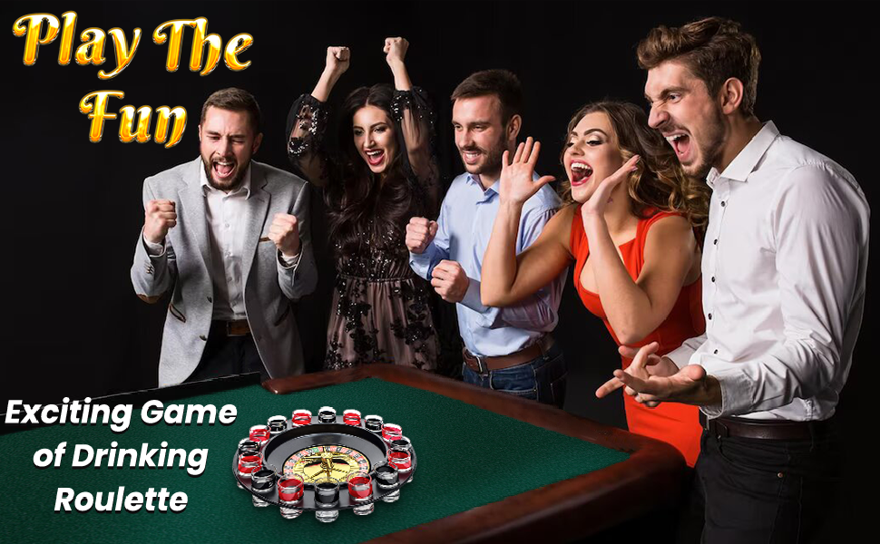 Drinking Game Glass Roulette - Drinking Game Set, Casino Style Drinking Game