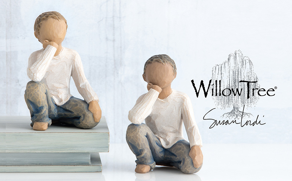 Willow Tree Inquisitive Child, both light and dark versions of boy figure