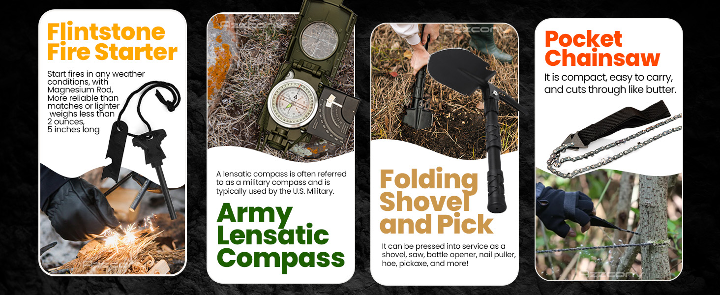 folding shovel chainsaw army compass best bugout bag survival kit de supervivencia military kit mres