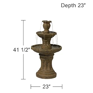 Tuscan Garden 41 1/2&amp;#34; Dark Stone Finish Traditional Tiered Fountain