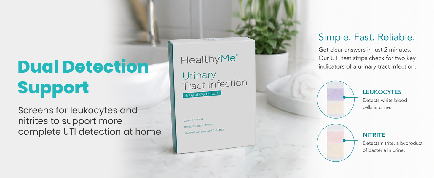 UTI test strips screen leukocytes and nitrites for comprehensive urinary health testing