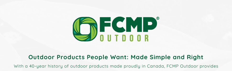 The FCMP Outdoor logo. Text reads: Outdoor products people want, made simple and right.