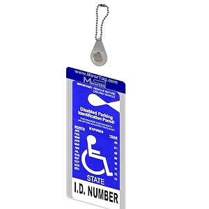 handicap placard holder mirortag silver with hook and rear view mirror
