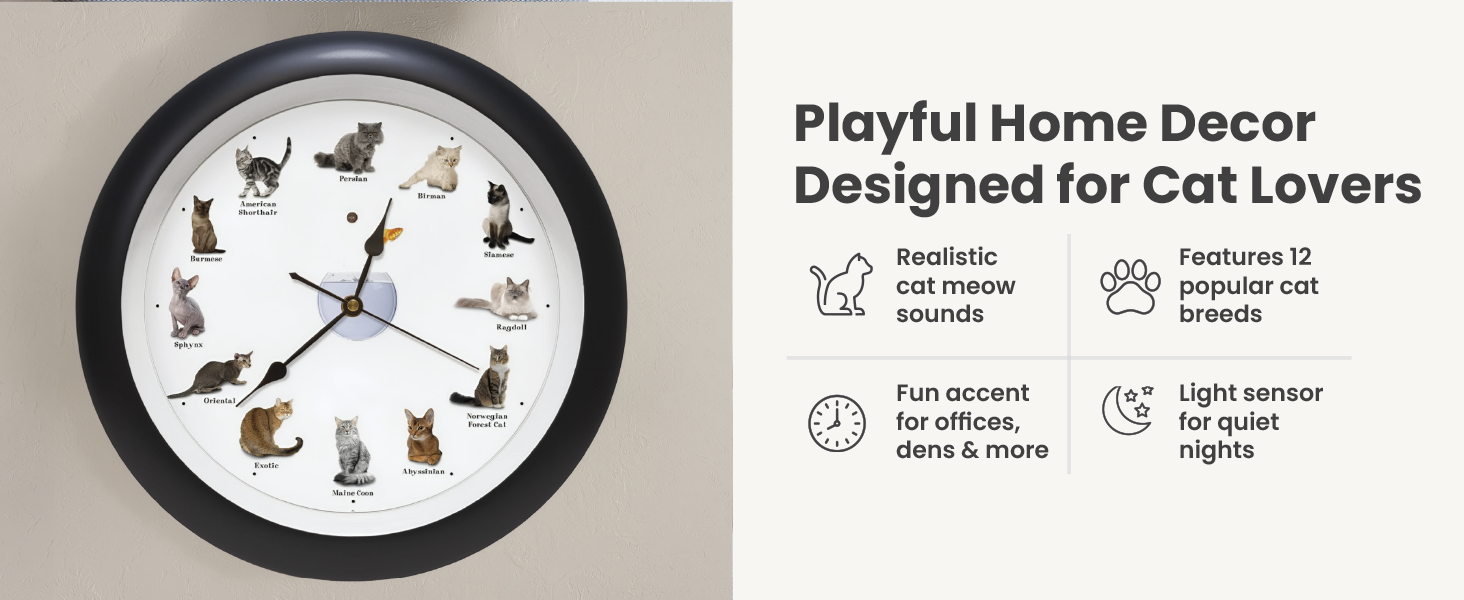 Cat sound clock on wall