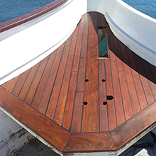 Teak boat deck protected with Danish Teak Sealer marine wood finish