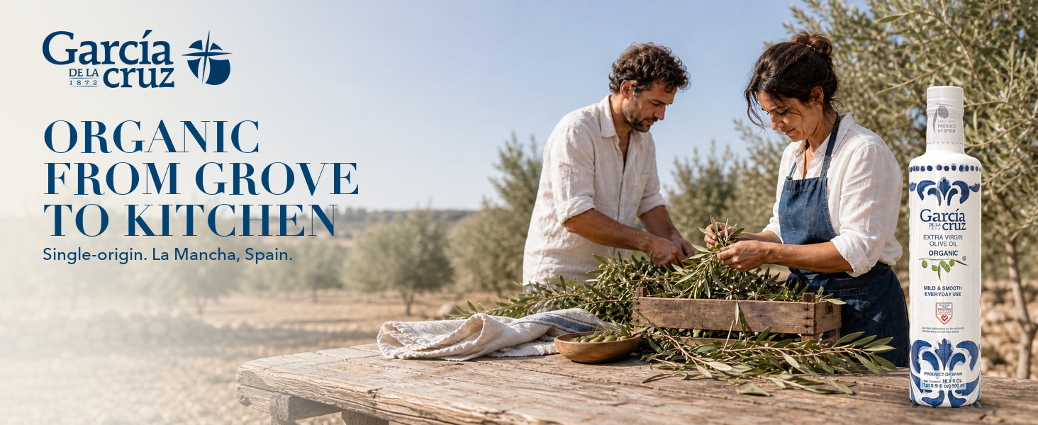 Essential Organic olive oil in sizes for daily cooking and stocking up