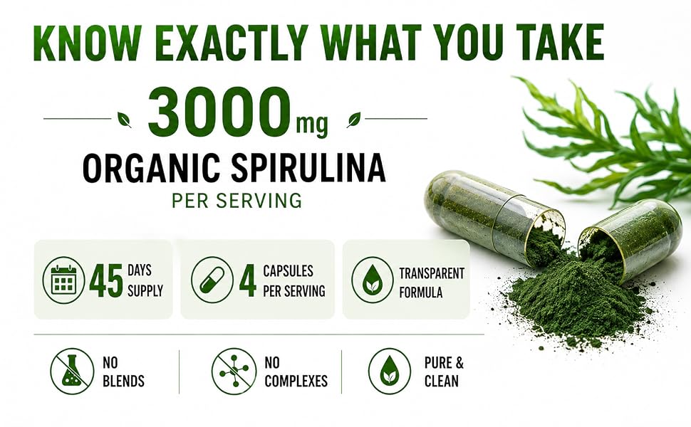 spirulina Chlorella capsules dietary supplement broken cell chlorella for better absorption