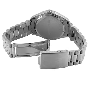 Men&amp;#39;s 40mm Blue Face Fluted Bezel Steel Bracelet Watch