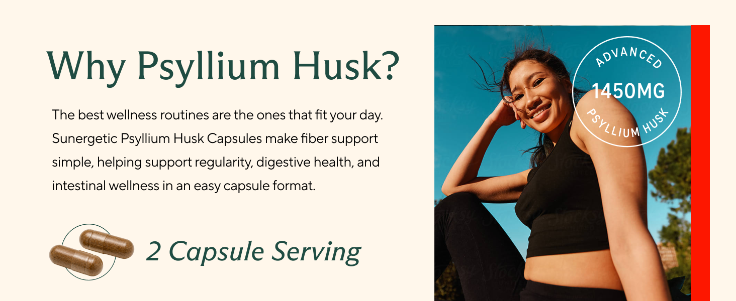 Best psyllium husk capsules by Sunergetic fiber supplement