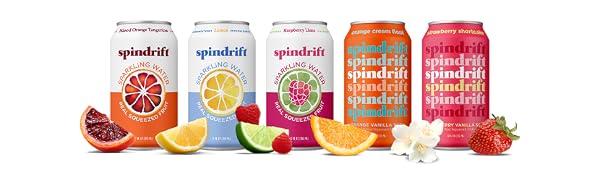 Spindrift Lineup Cans of Sparkling water and Soda