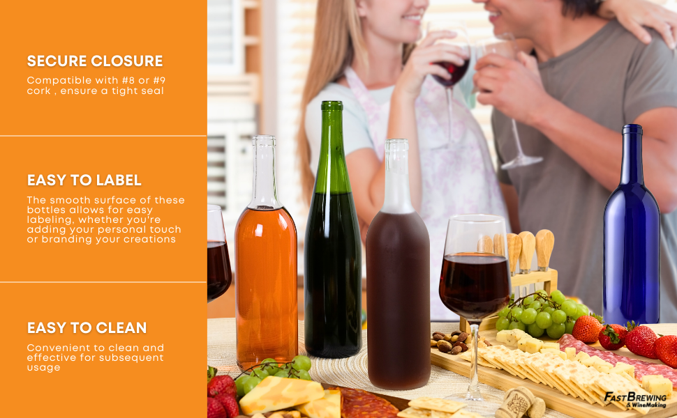 Couple holding wine in wine glass, with wine bottles and cheese board in front