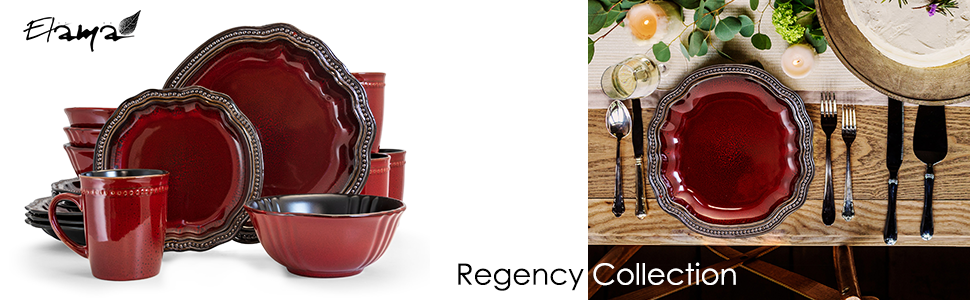 embossed red bronze round oval oblong stoneware dinnerware dish set for 4 microwave dishwasher safe