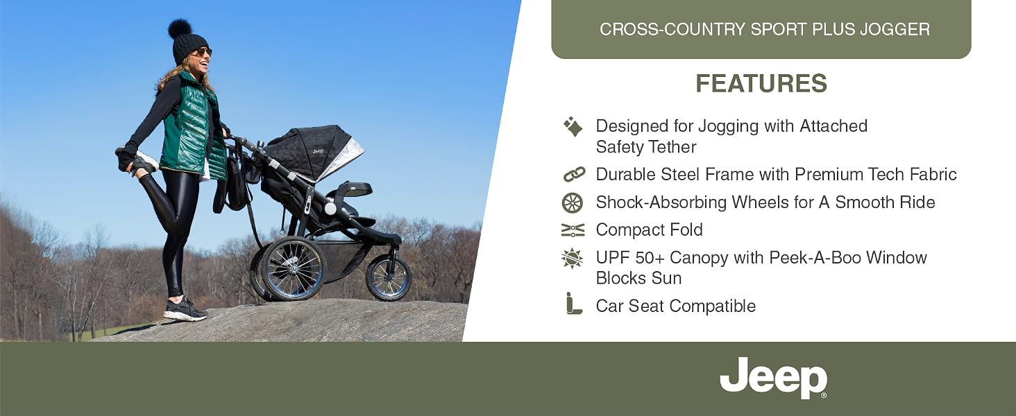 Jeep Cross-Country Sport Plus Jogger, Charcoal Galaxy