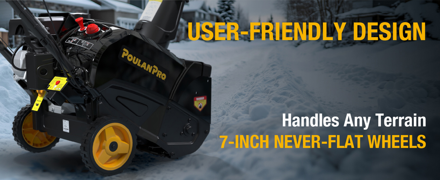 Poulan Pro Snow Blower Gas Powered, Single Stage 18 Inch Gas Snow Thrower with Electric Start