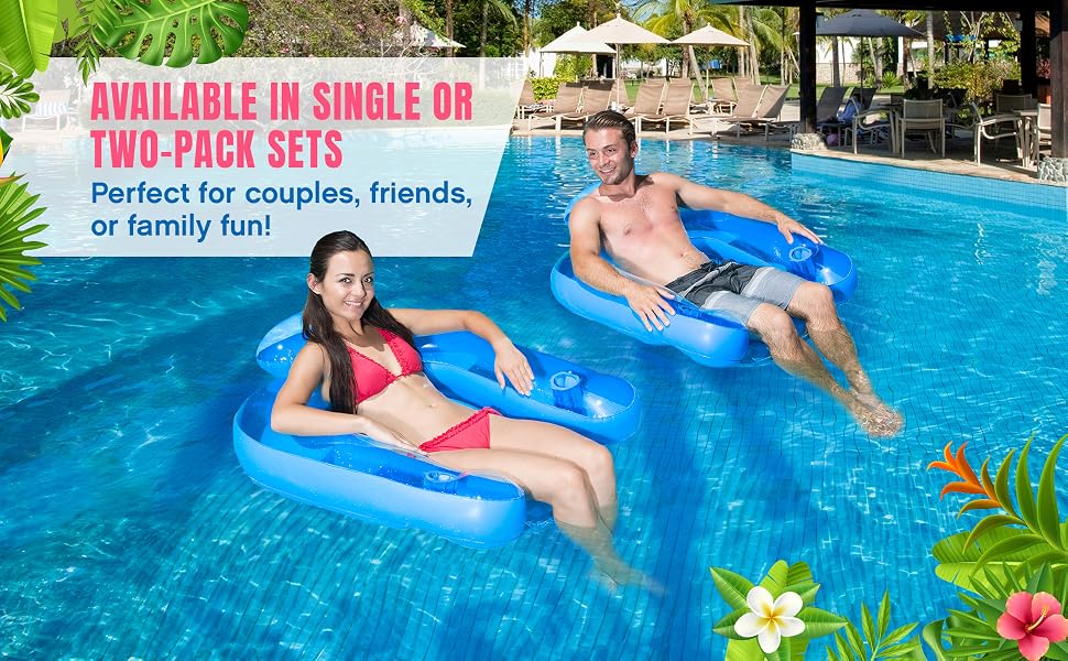 2 pack pool float, couple pool float, adult floating chair, Poolmaster 2 pack, pool lounger set