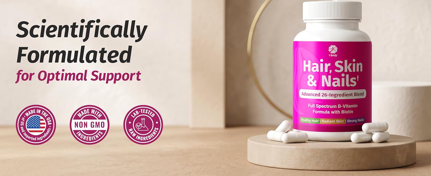 HSN bottle with badges for USA made, non-GMO ingredients, and lab-tested raw ingredients