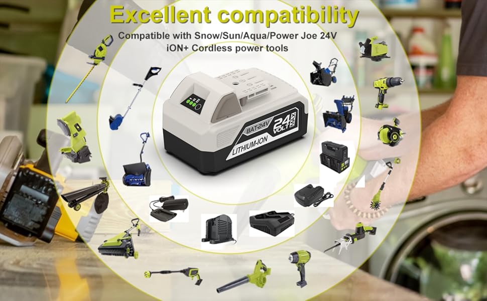 Replacement Battery for snow joe 24v battery