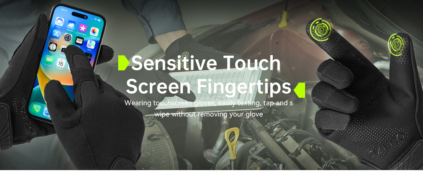 Wearing touchscreen gloves working gloves, easily texting, tap and swipe without removing your glove