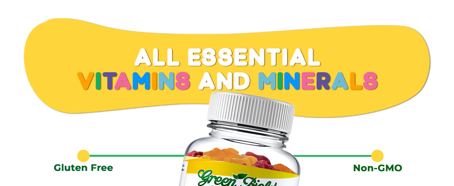 Greenfield Nutritions Kids Gelatin Free Halal Multivitamin Gummies for Immune support