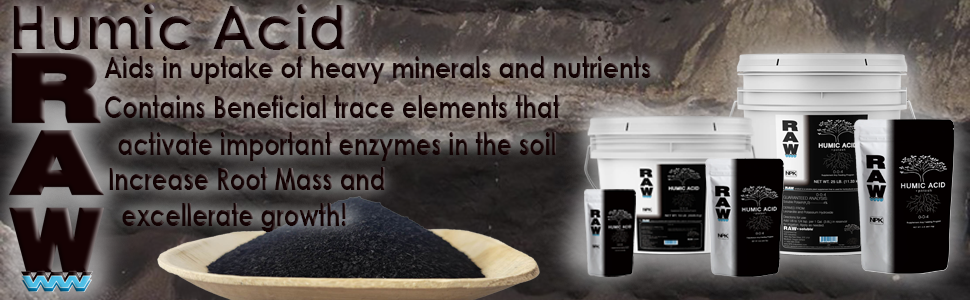 NPK Industries RAW Humic Acid all sizes in front of leonardite mine