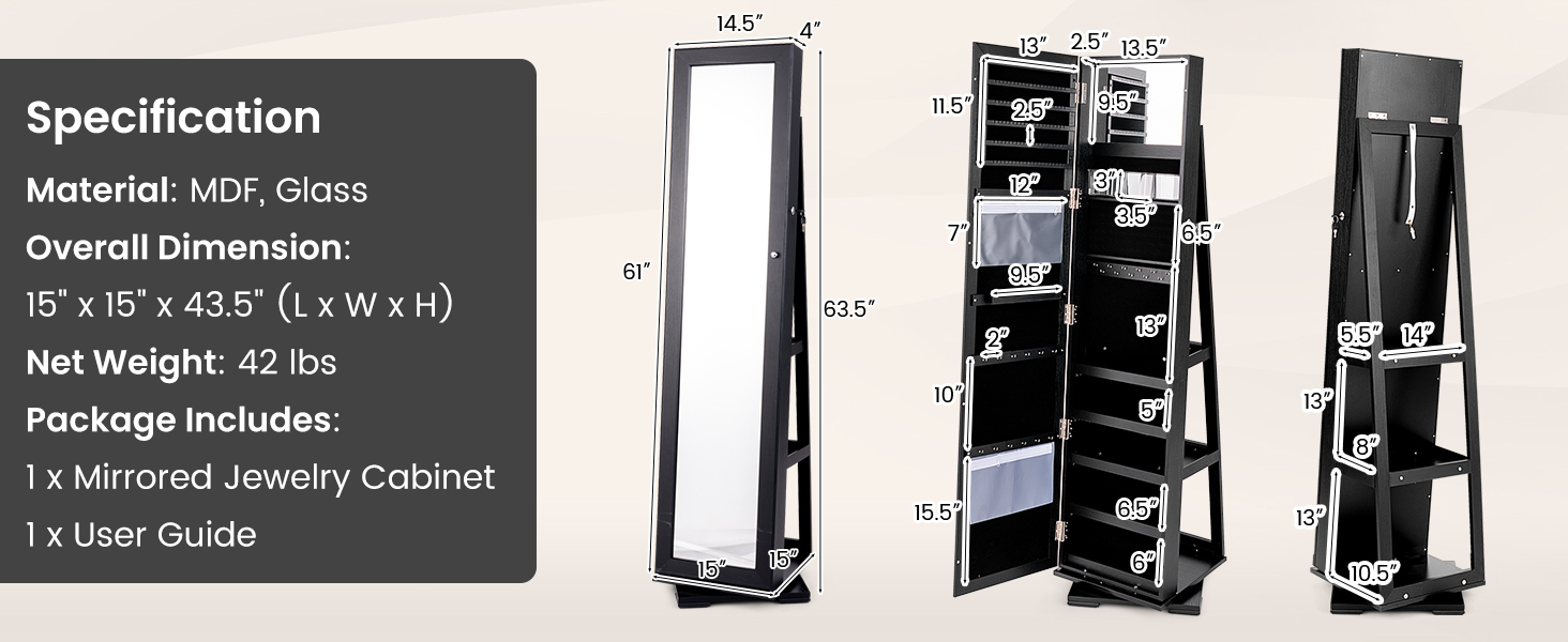 mirror with jewelry storage